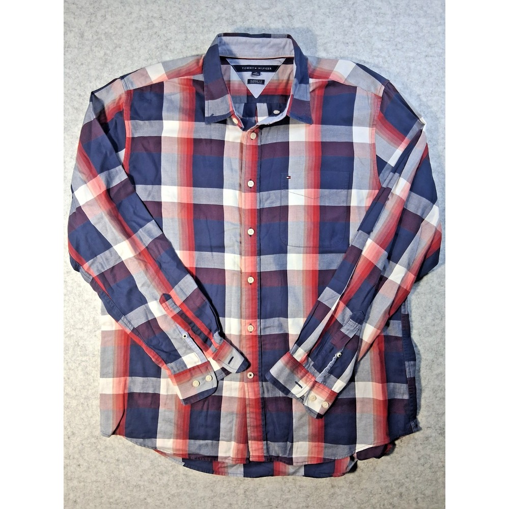Tommy Hilfiger Men classic fit Large plaid shirt